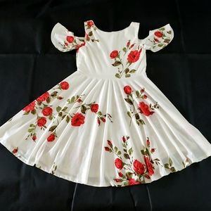 🆕️ Girls Floral Cold Shoulder Dress SIZE: 6X